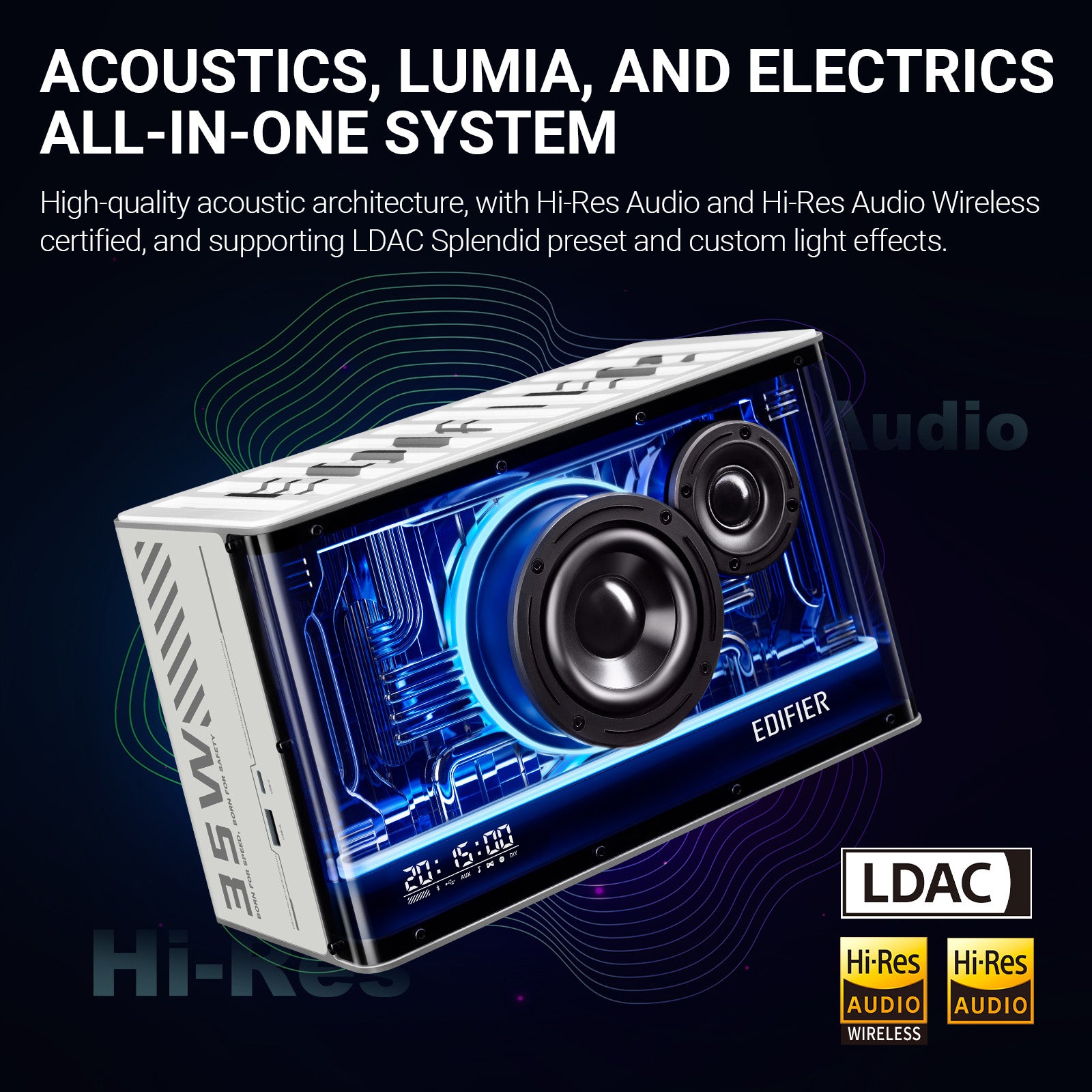 Edifier Tabletop Bluetooth Speaker Hi-Res Audio & Hi-Res Audio Wireless Certified Computer Speaker (White)、mySite、camillekostekn