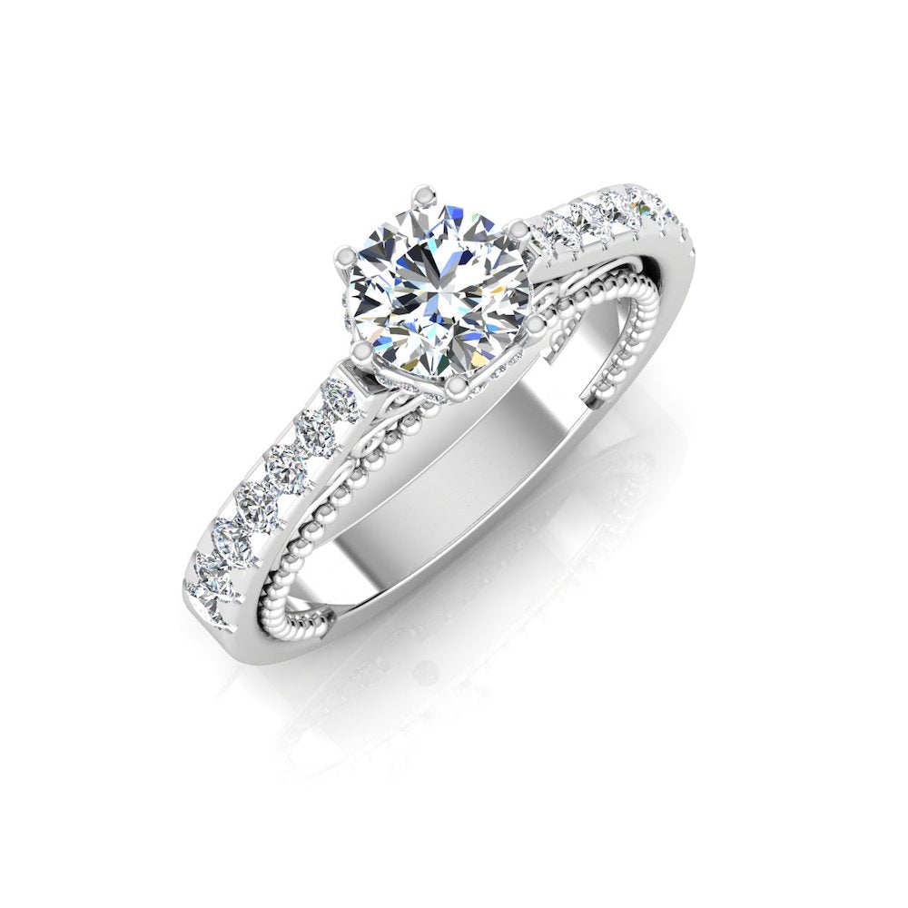 Antique Style Cathedral Hidden Halo Moissanite Engagement Ring、mySite、hinf8tx79