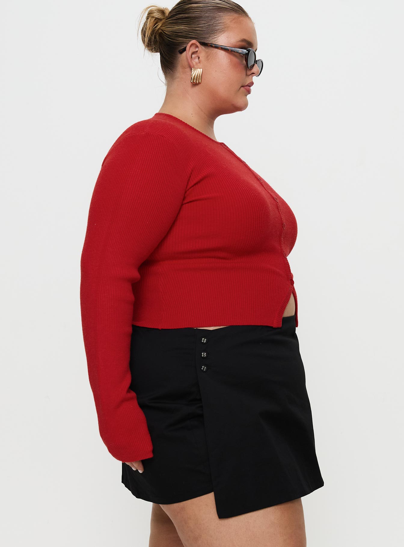 Suzu Long Sleeve Knit Top Red Curve、mySite、solidvoid