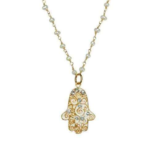 Michal Golan Petite Pearl Hamsa Necklace、mySite、topwebapps