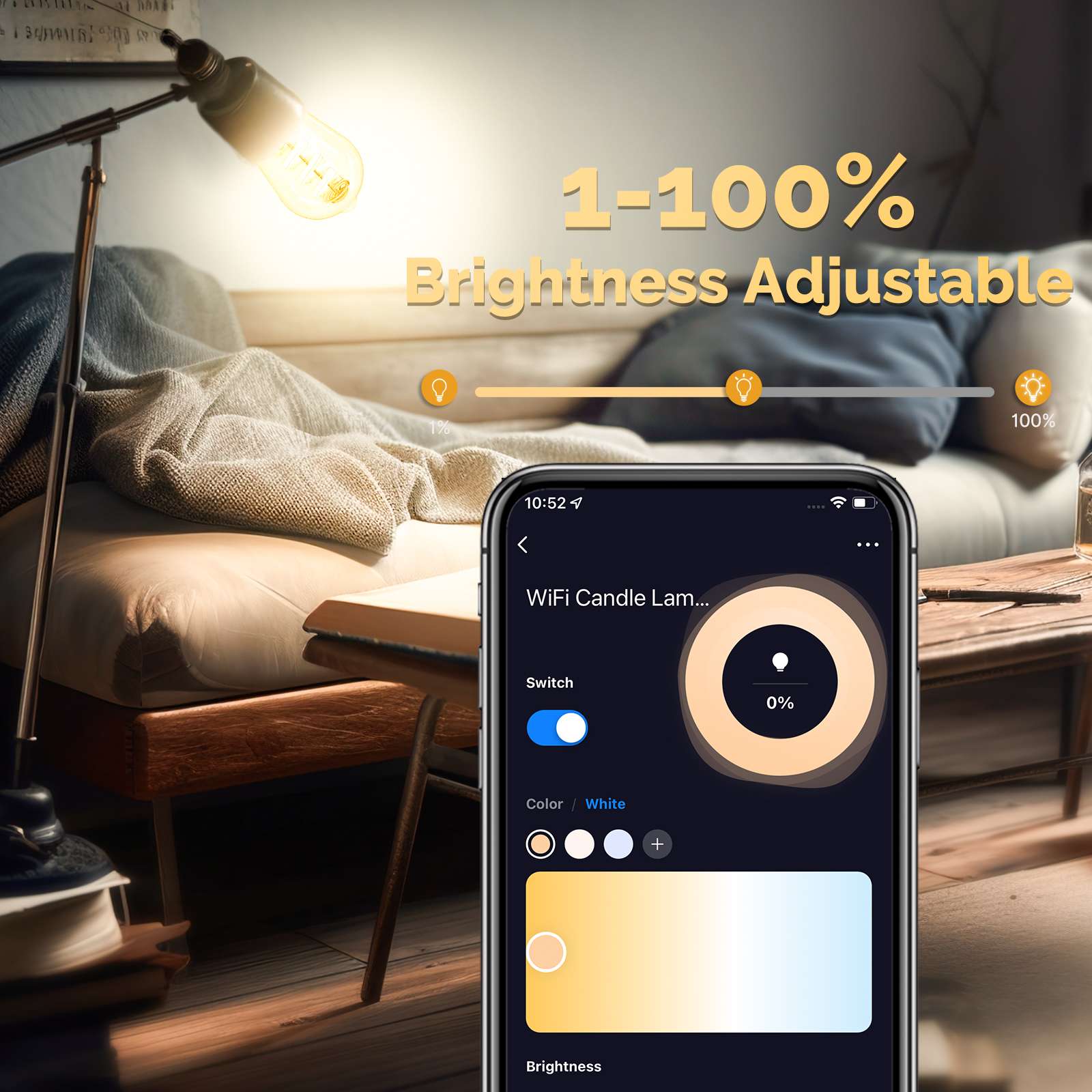 WiFi E27 Smart Edison LED Light Bulbs 16 Million RGB Color Changing 2700K-6500K Dimmable、mySite、fannypackpong