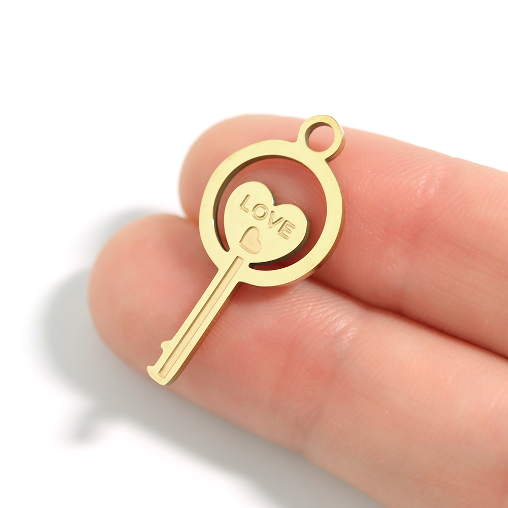 18K Gold PVD Stainless Steel Circle Key Charm / PDL0045、mySite、dreamappss