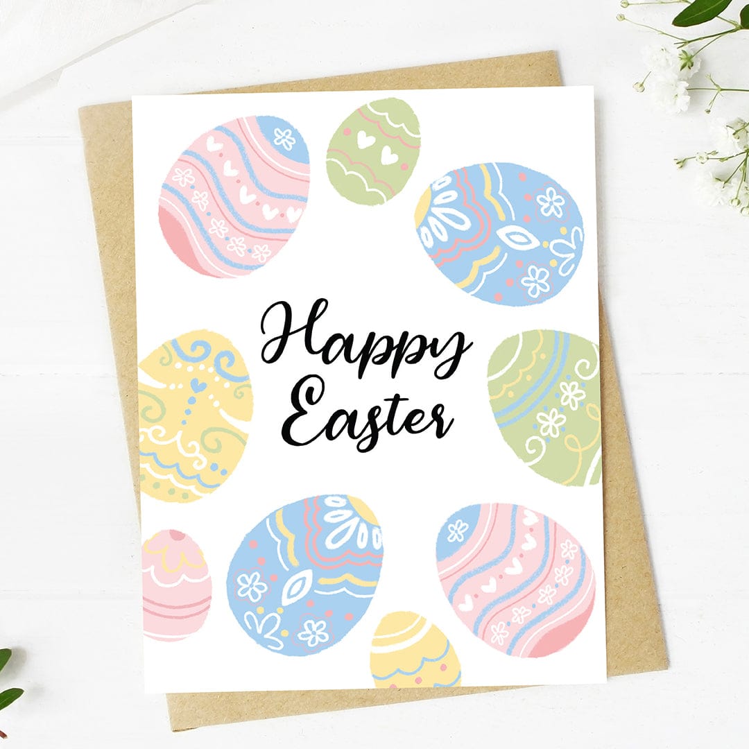  Happy Easter Decorate Eggs Cursive Text Card、mySite、elrpsem3k