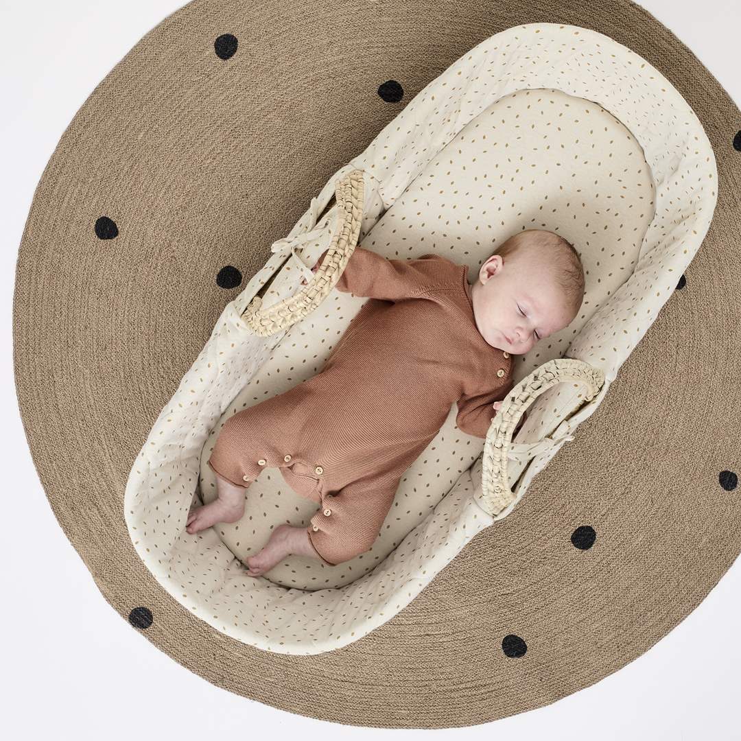  The Little Green Sheep Natural Quilted Moses Basket + Mattress - Linen Rice、mySite、merchandisen