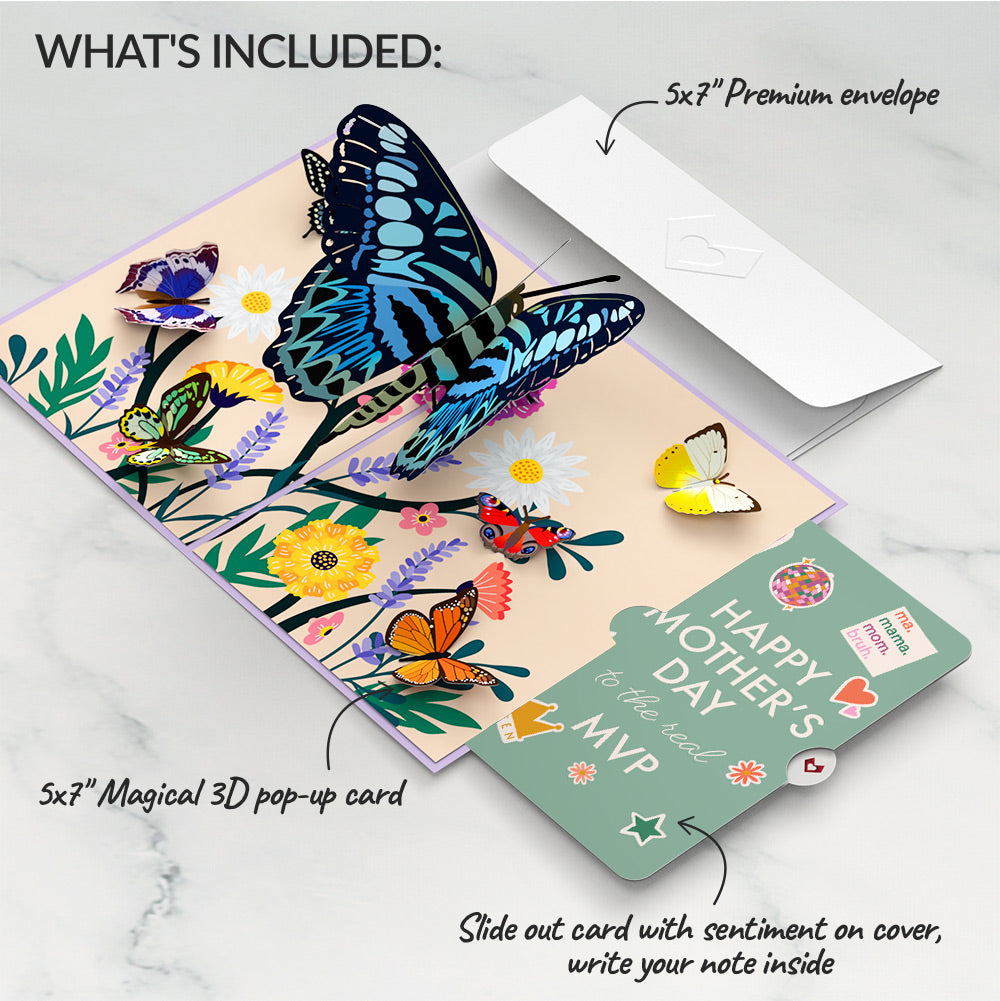 Garden Butterflies Mother's Day Pop-Up Card and The real MVP Sentiment Set、mySite、solidvoid