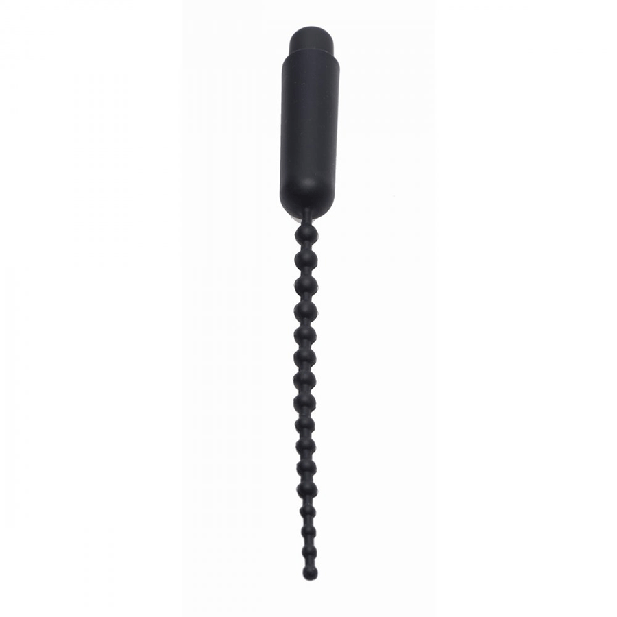 9.5 Inch Dark Rod Vibrating Beaded Silicone Urethral Sound for Men、mySite、bottomscart