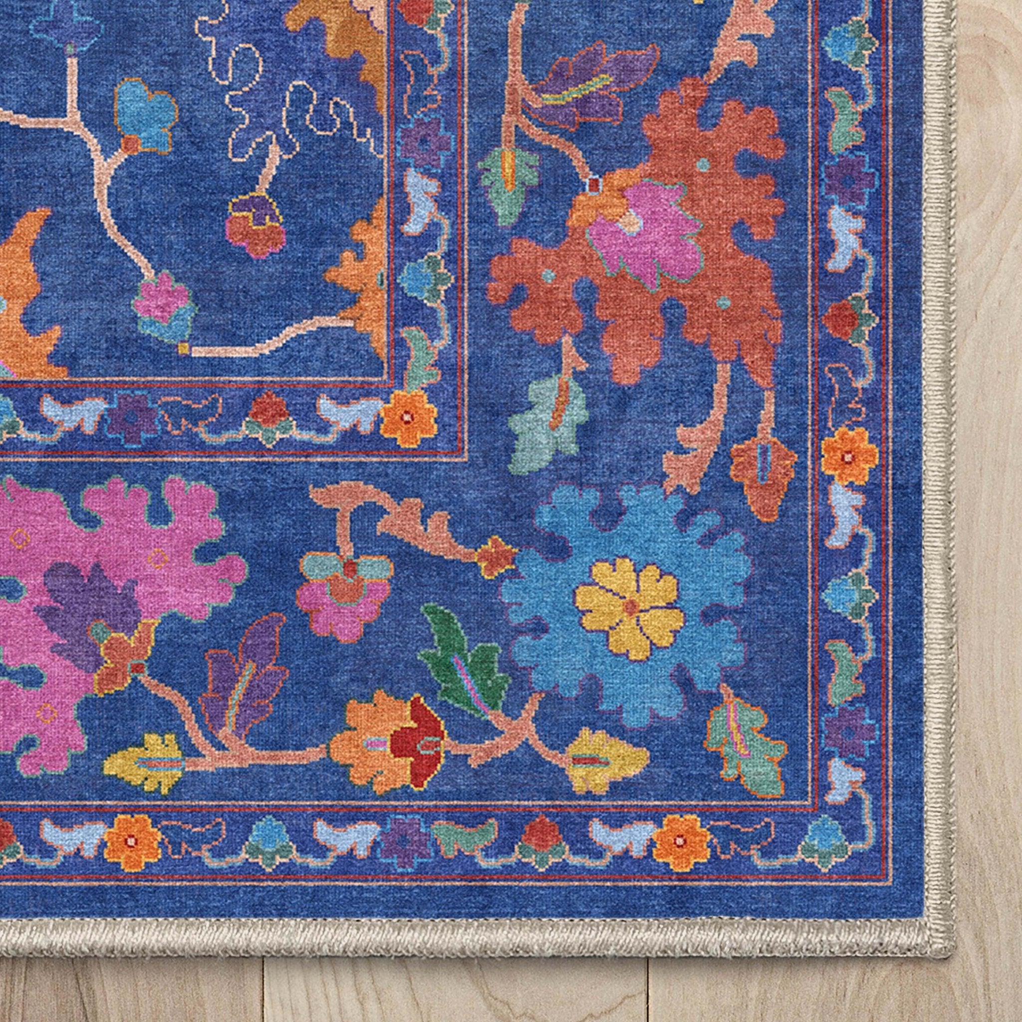 Bodrum Vintage Bohemian Floral Rug for Living Room Bedroom Dining Room ,Easy Clean、mySite、gigharbornorthrealestate