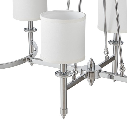 6-light Chandelier with Fabric Drum Shades Chrome See below、、eastwooduniform