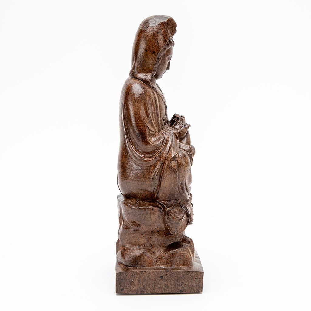 Wooden Kuan Yin with Scepter Statue - 9、mySite、topwebapps