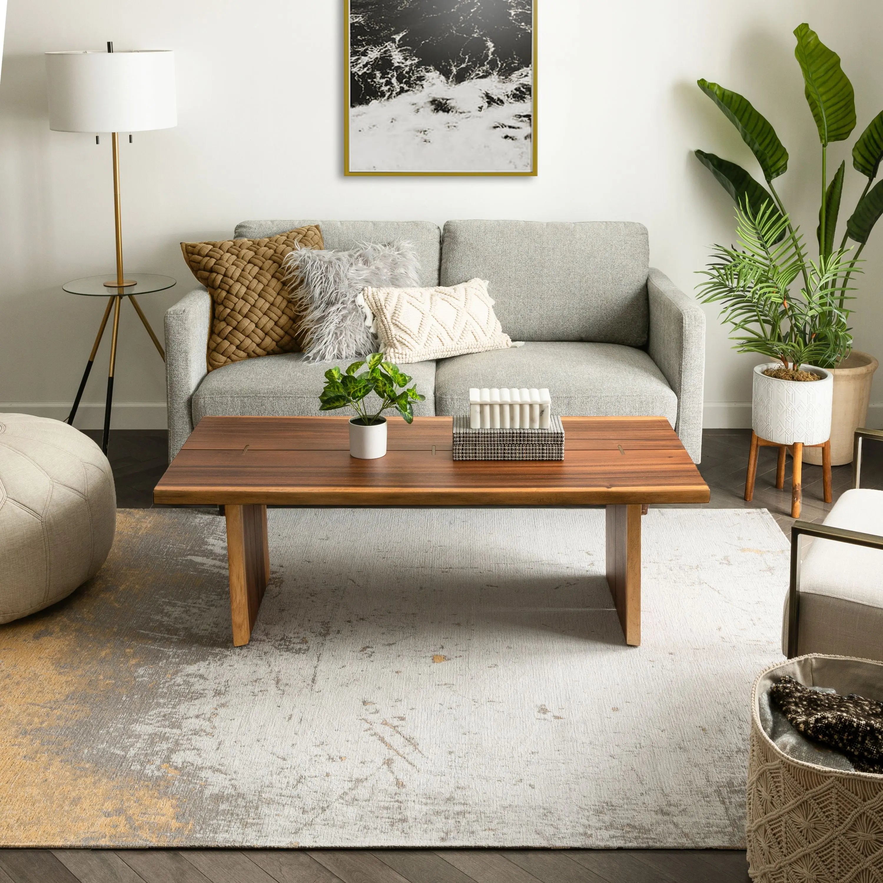 Napio Modern Abstract Brush Stroke Grey 5'3 x 7'3 Rug、mySite、gigharbornorthrealestate