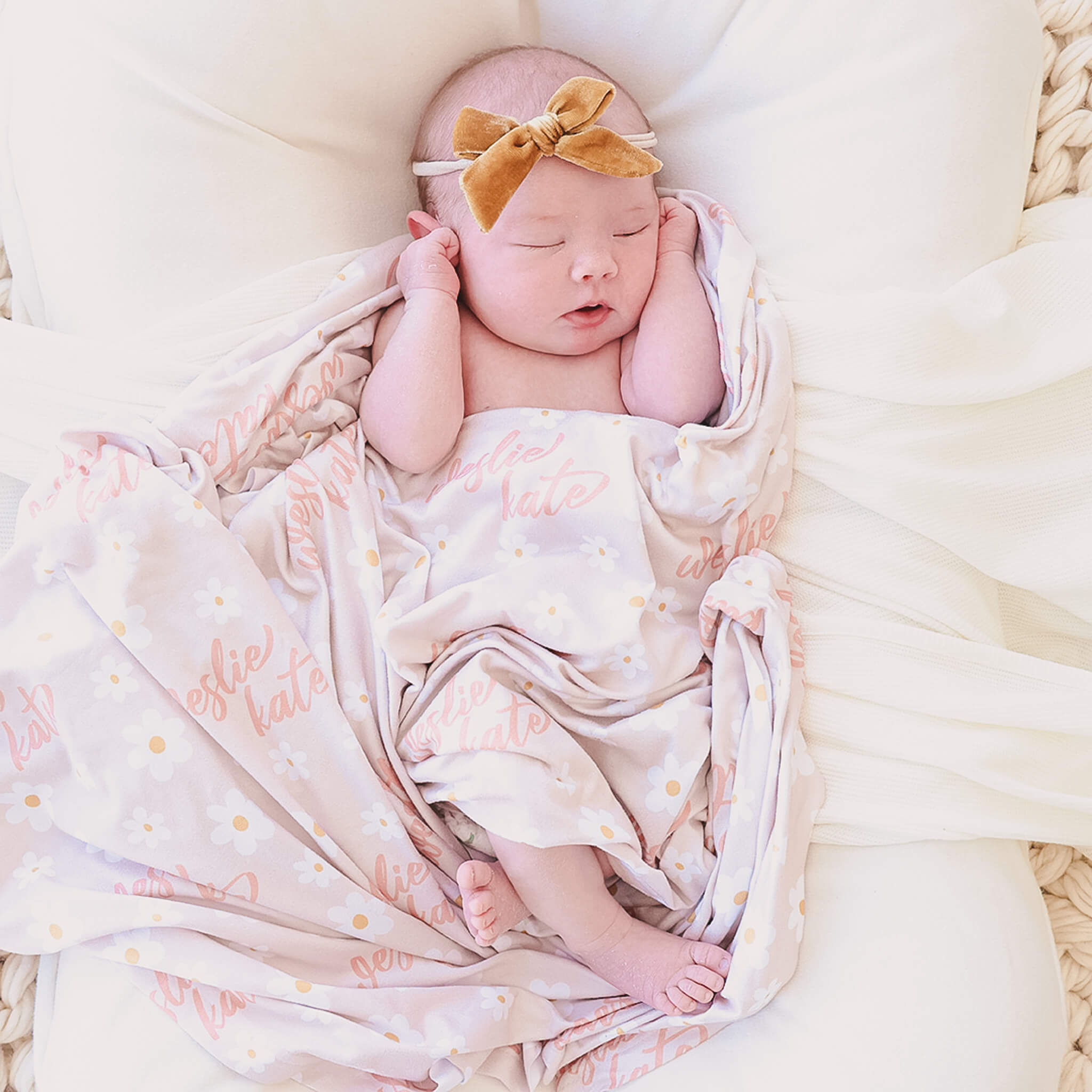  Darling Daisies Personalized Baby Name Swaddle Blanket、mySite、layawaytickets