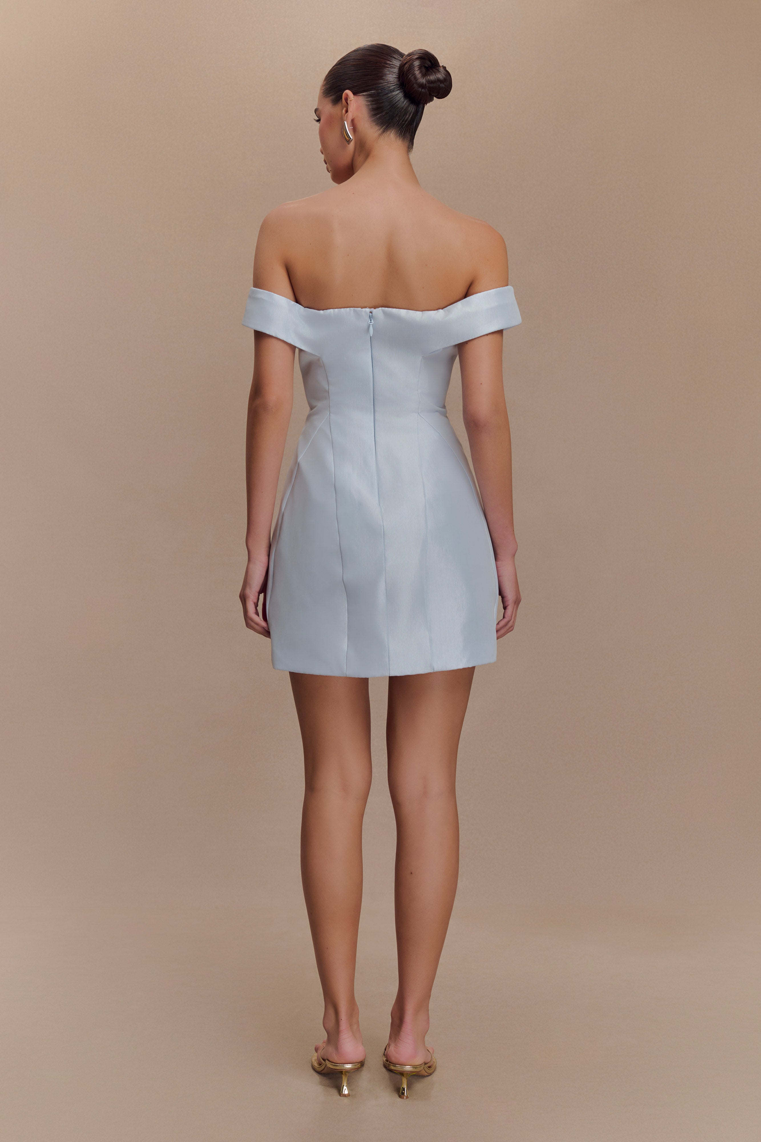 Diana Off Shoulders Mini Dress - Powder Baby Blue、mySite、solidvoid