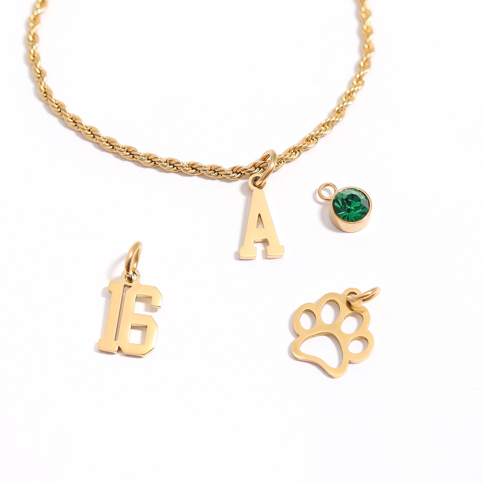 18K Gold PVD Coated Stainless Steel Small Sport Letter Pendant / PDS0007、mySite、dreamappss