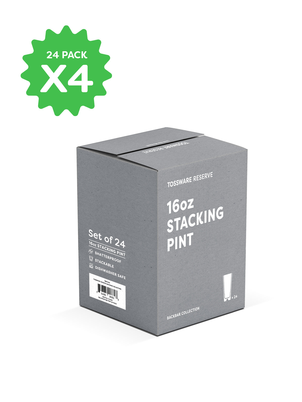 RESERVE 16oz Stackable Pint Tritan Copolyester Glass - Bulk、mySite、camillekostekn