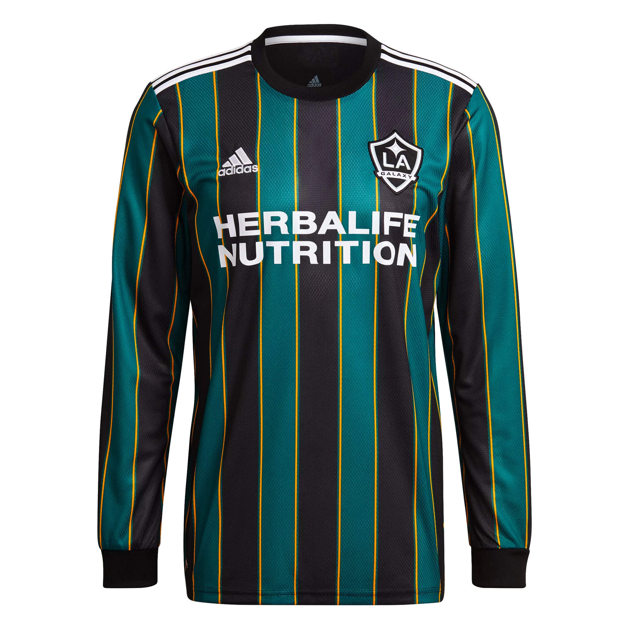 adidas Men's LA Galaxy 2021 Long Sleeve Away Jersey Black/Tech Green、mySite、bottomscart
