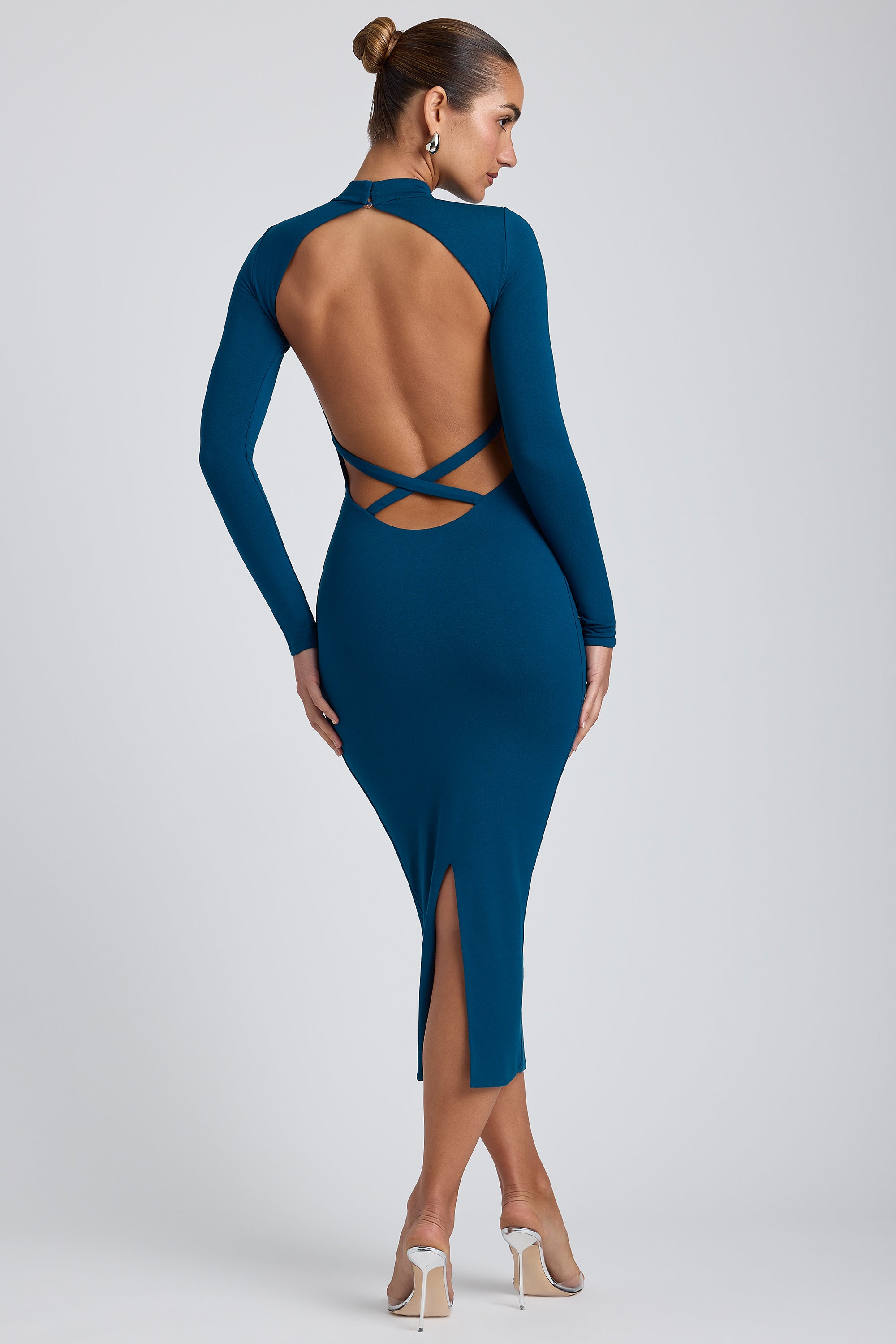 Modal Cross-Back Midaxi Dress in Deep Teal、mySite、solidvoid
