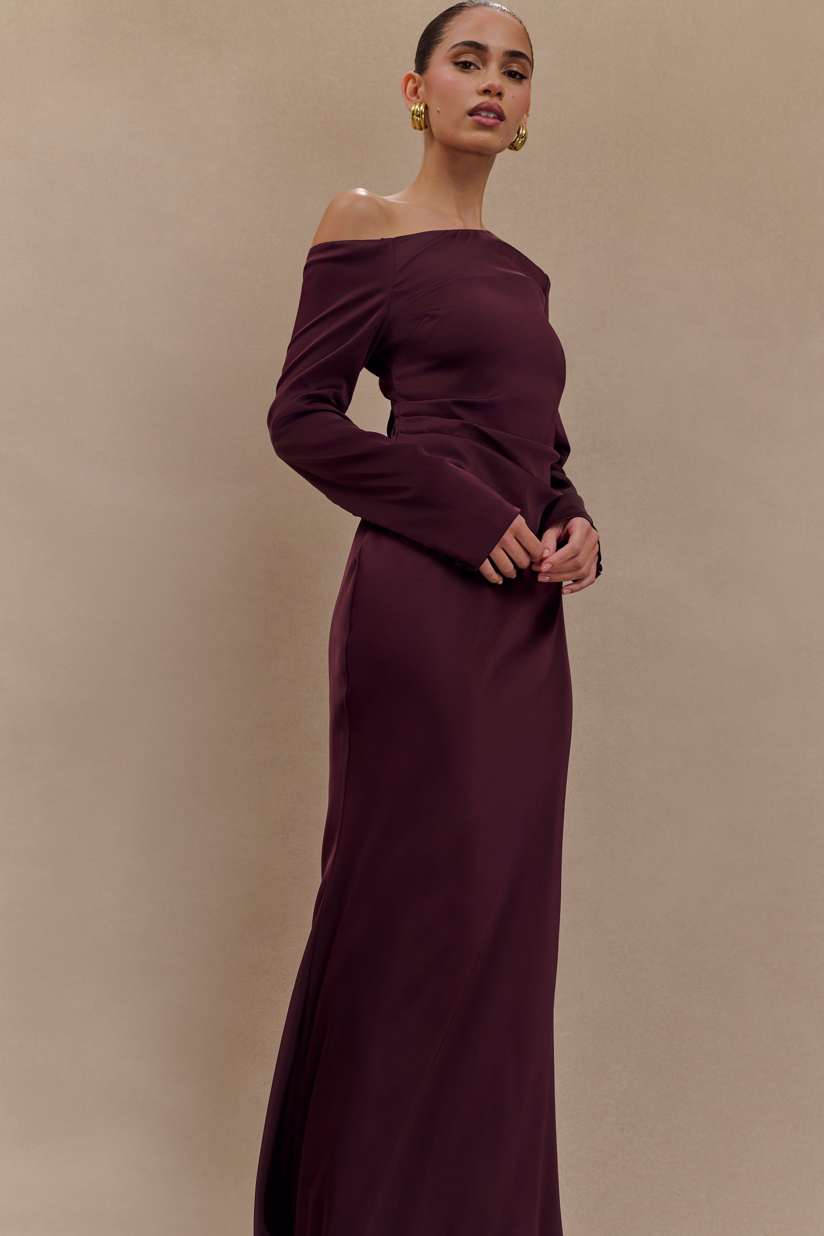 Avery Long Sleeve Maxi Dress - Plum、mySite、solidvoid