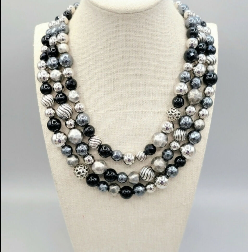 David Yurman Elements Triple Row Necklace 鈥?Hematite & Onyx、mySite、hinf8tx79