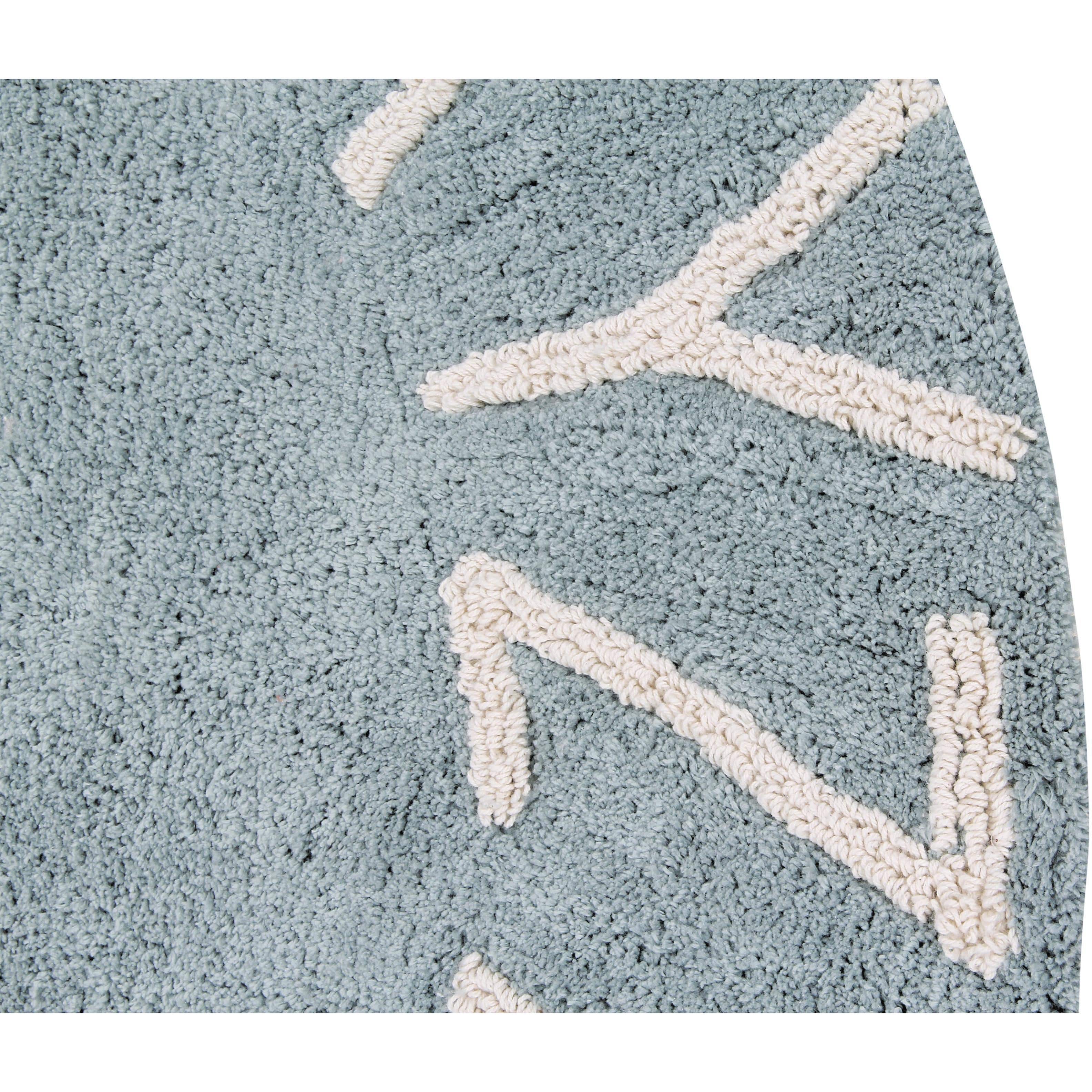 Round ABC Vintage Blue Natural Machine Washable Area Rug、mySite、gigharbornorthrealestate