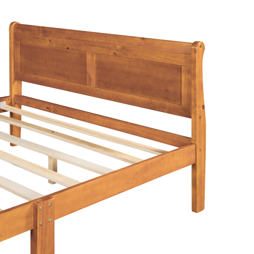 Wood Platform Bed Twin Bed Frame Mattress Foundation Sleigh Bed with Headboard/Footboard/Wood Slat Support、、casual