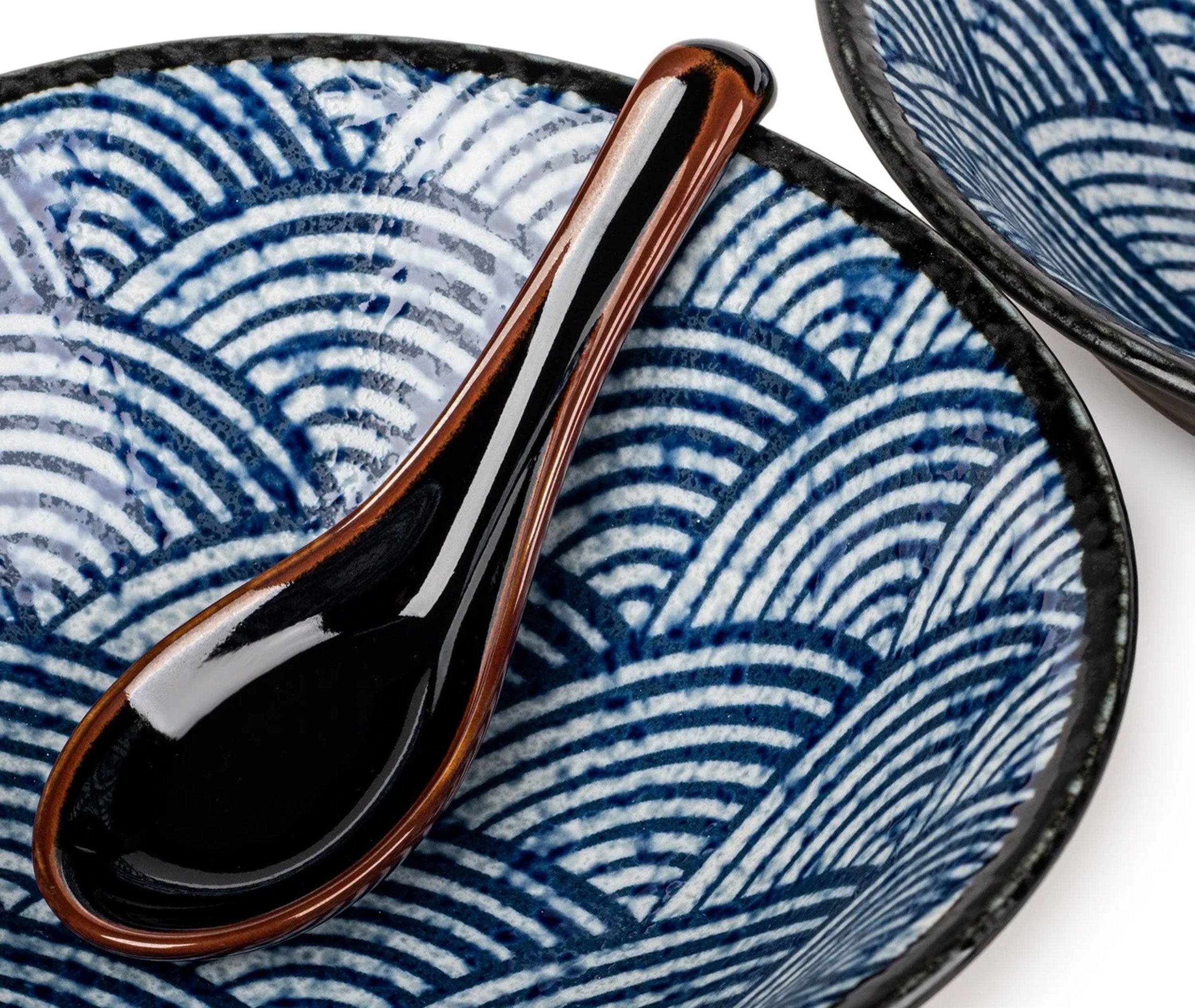 Japanese Noodle Bowl & Spoon Set - Seikaiha、mySite、topwebapps