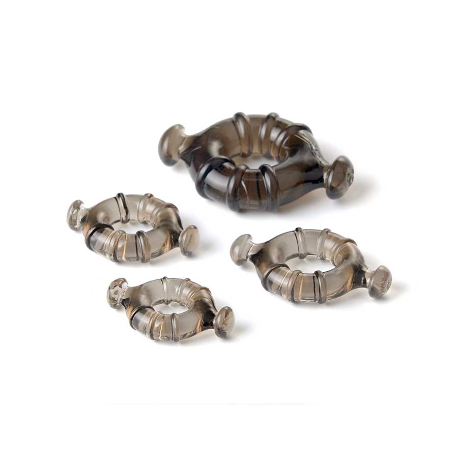 Easy Grip Cock Ring Set with Pull Tabs, Smoke by Lynk Pleasure、mySite、bottomscart