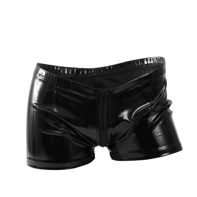 Come Close PU Front Zip Leather Short、mySite、bottomscart