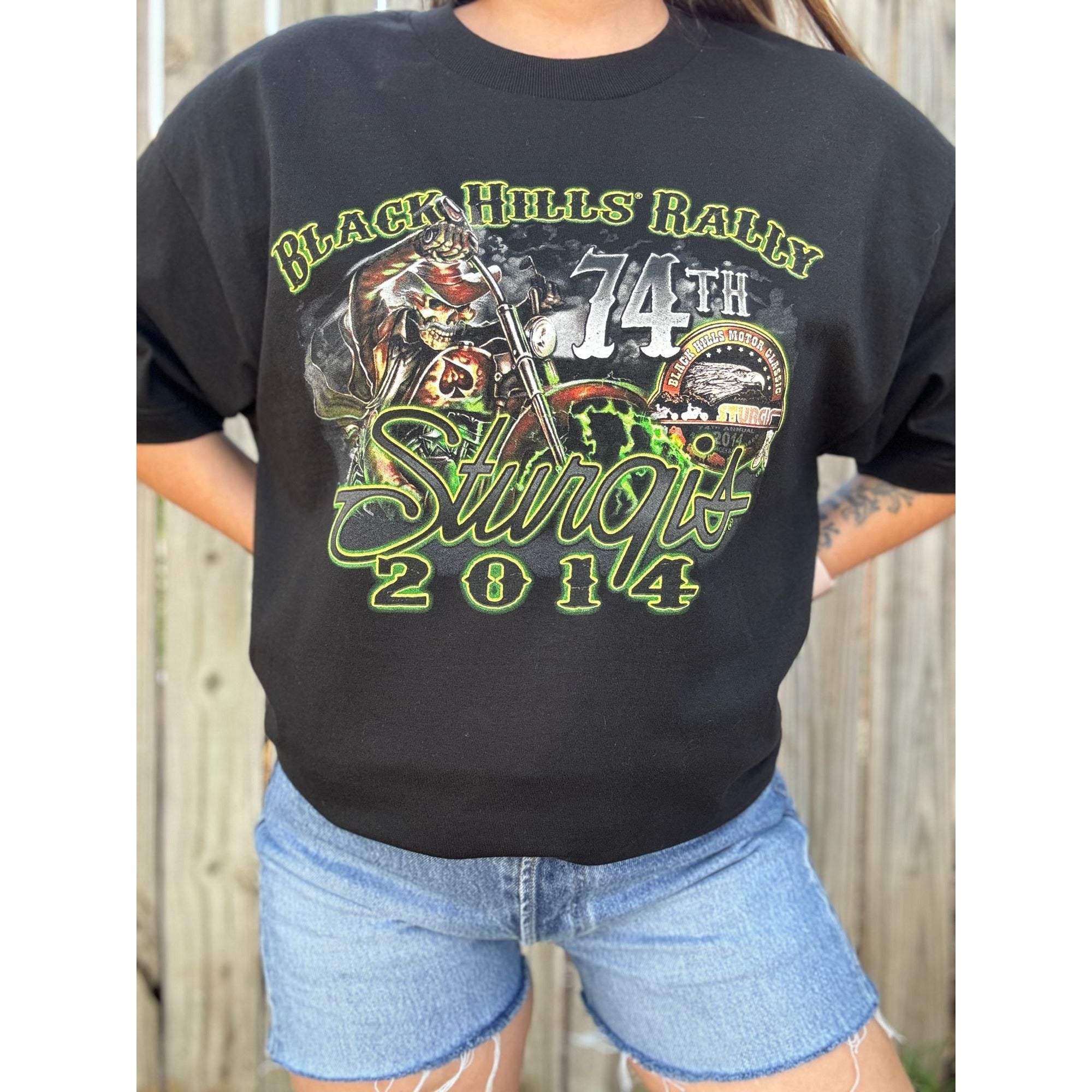 NWT 2014 Sturgis Wild Bill 74th Black Hills Rally Motorcycle Graphic Tee Large、mySite、garagedoors4me