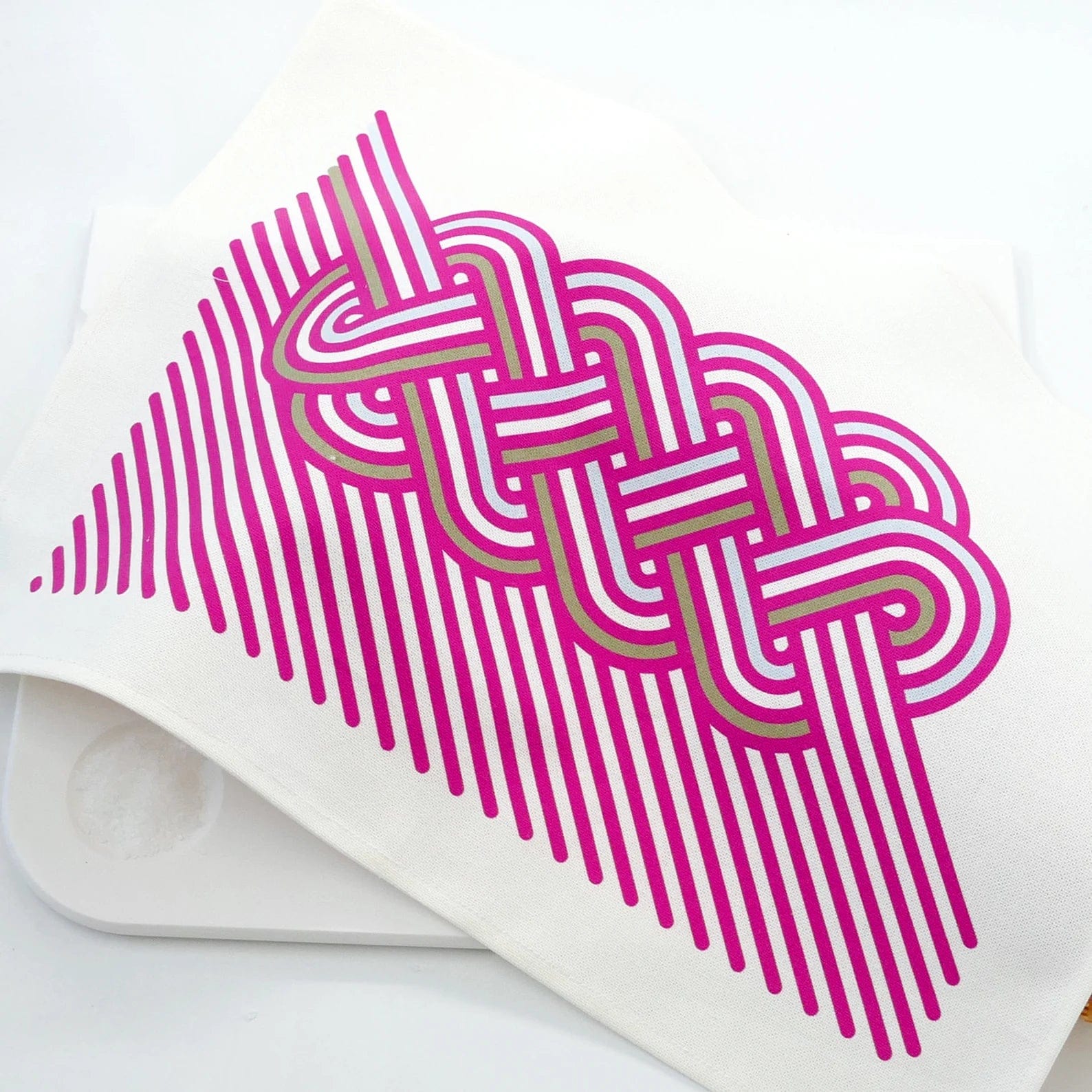 Op-Art Cotton Challah Cover - Pink, Khaki and Light Blue、mySite、topwebapps