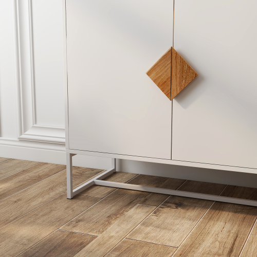 Solid wood square shape handle 2 doors sideboard、、casual