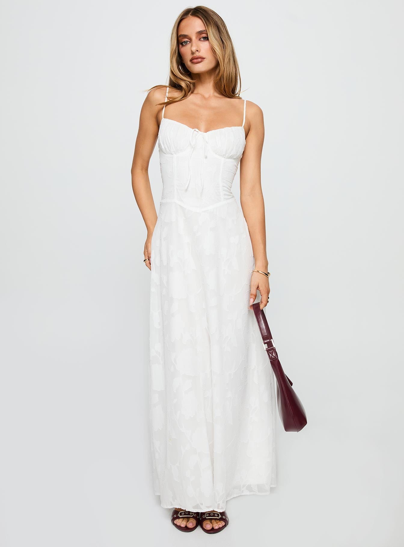 Kosetta Burnout Maxi Dress White、mySite、solidvoid