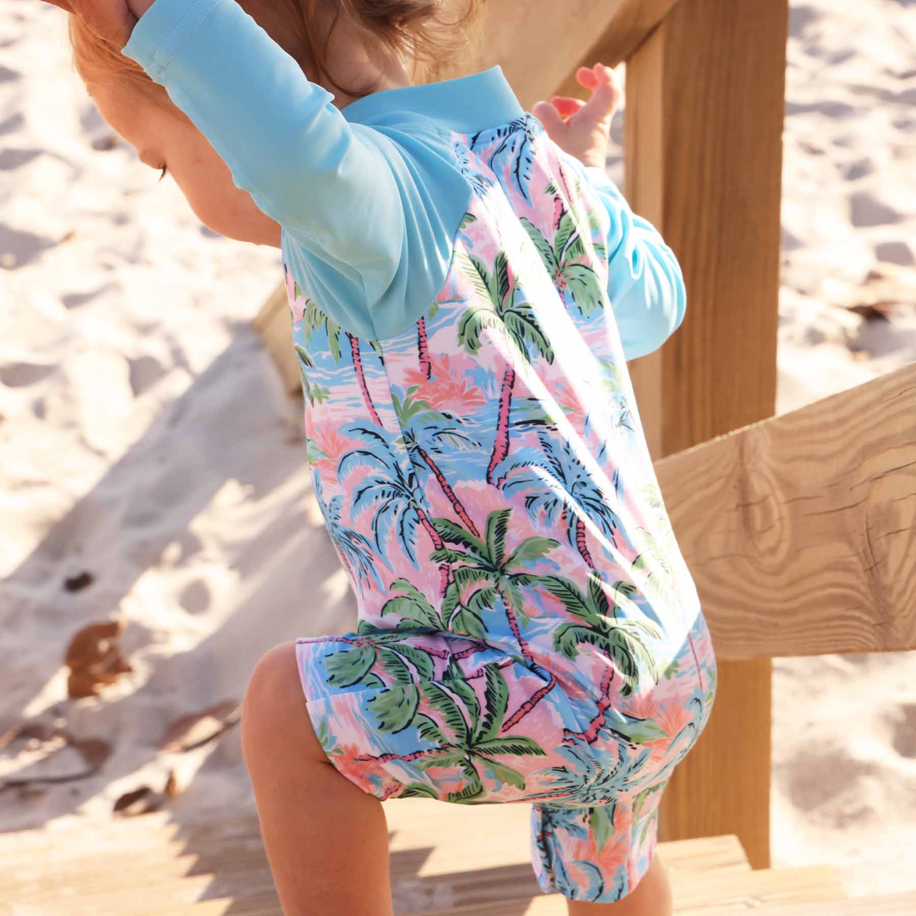  Long Sleeve Rash Guard Swim Romper Shortie | Pastel Palms、mySite、layawaytickets