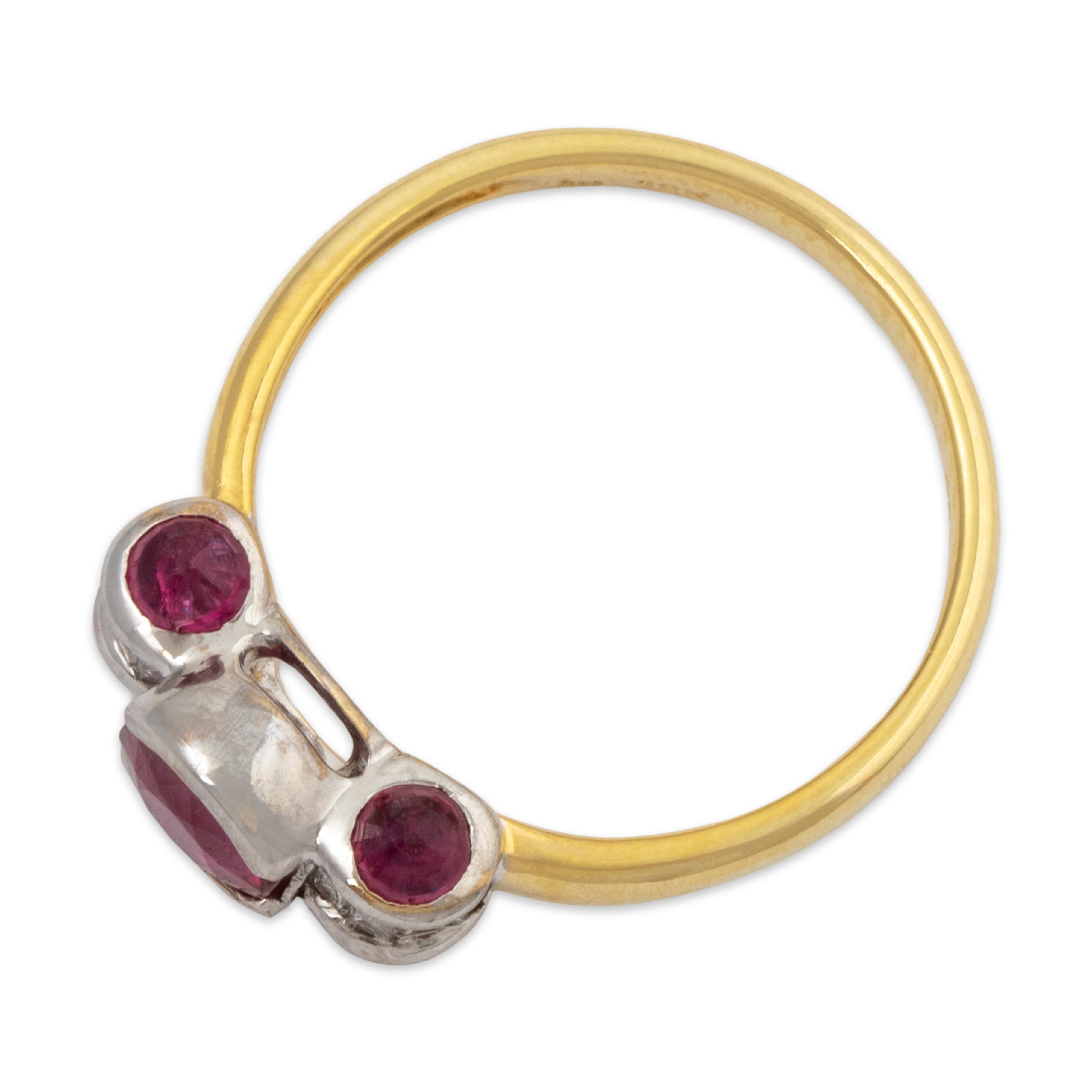 Vintage 18k Yellow & White Gold 1.3cttw Ruby .2cttw Diamond Pointed Accents Ring、mySite、hinf8tx79