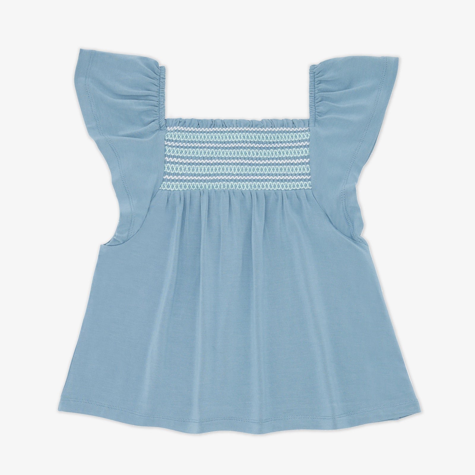 Dusk Blue Smocked Flutter Top、mySite、g9winljtr