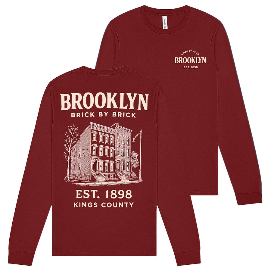 Brooklyn - EST. 1898 Kings County Architecture Cardinal Long Sleeve、mySite、vikingsvslions