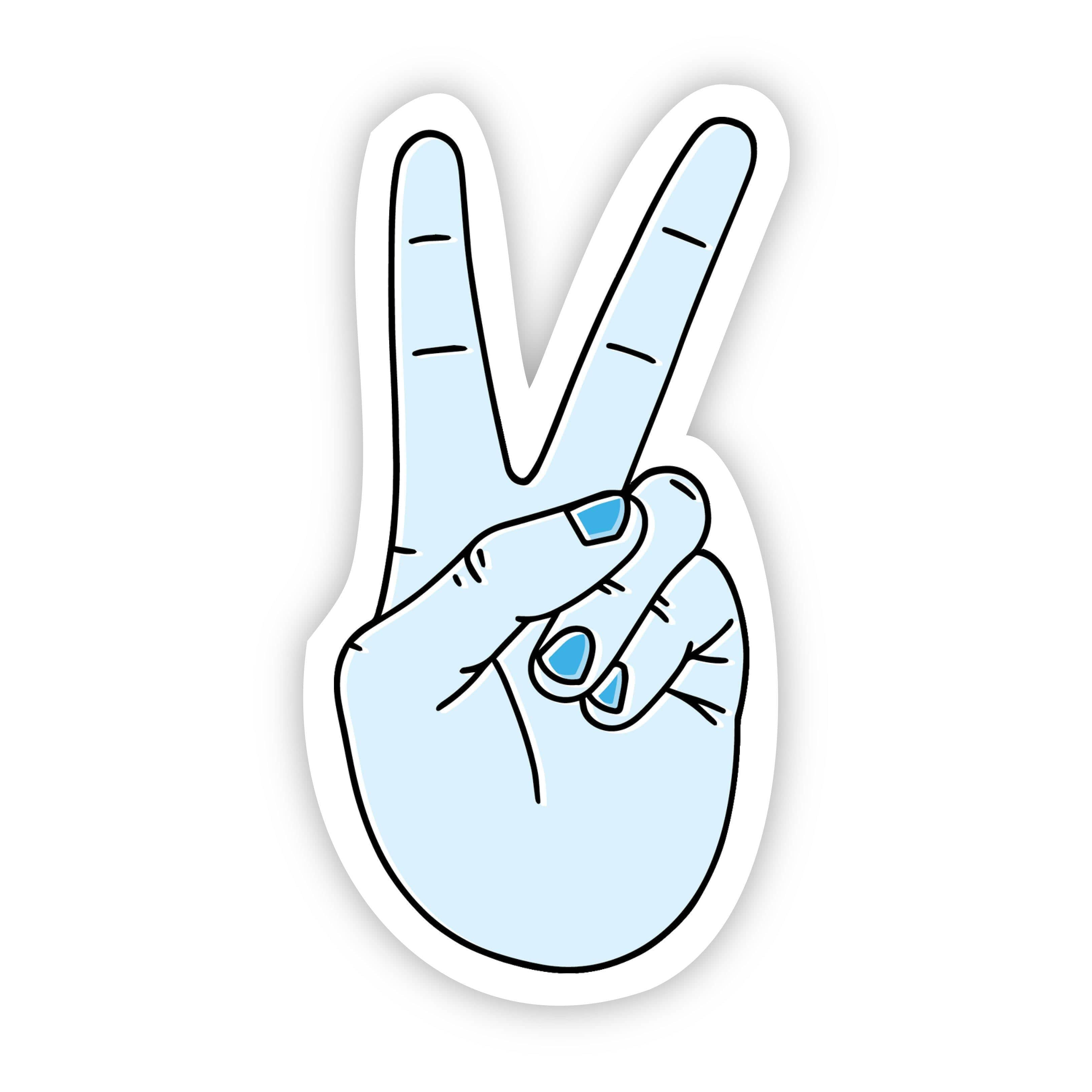  Peace Sign Light Blue Aesthetic Sticker、mySite、elrpsem3k