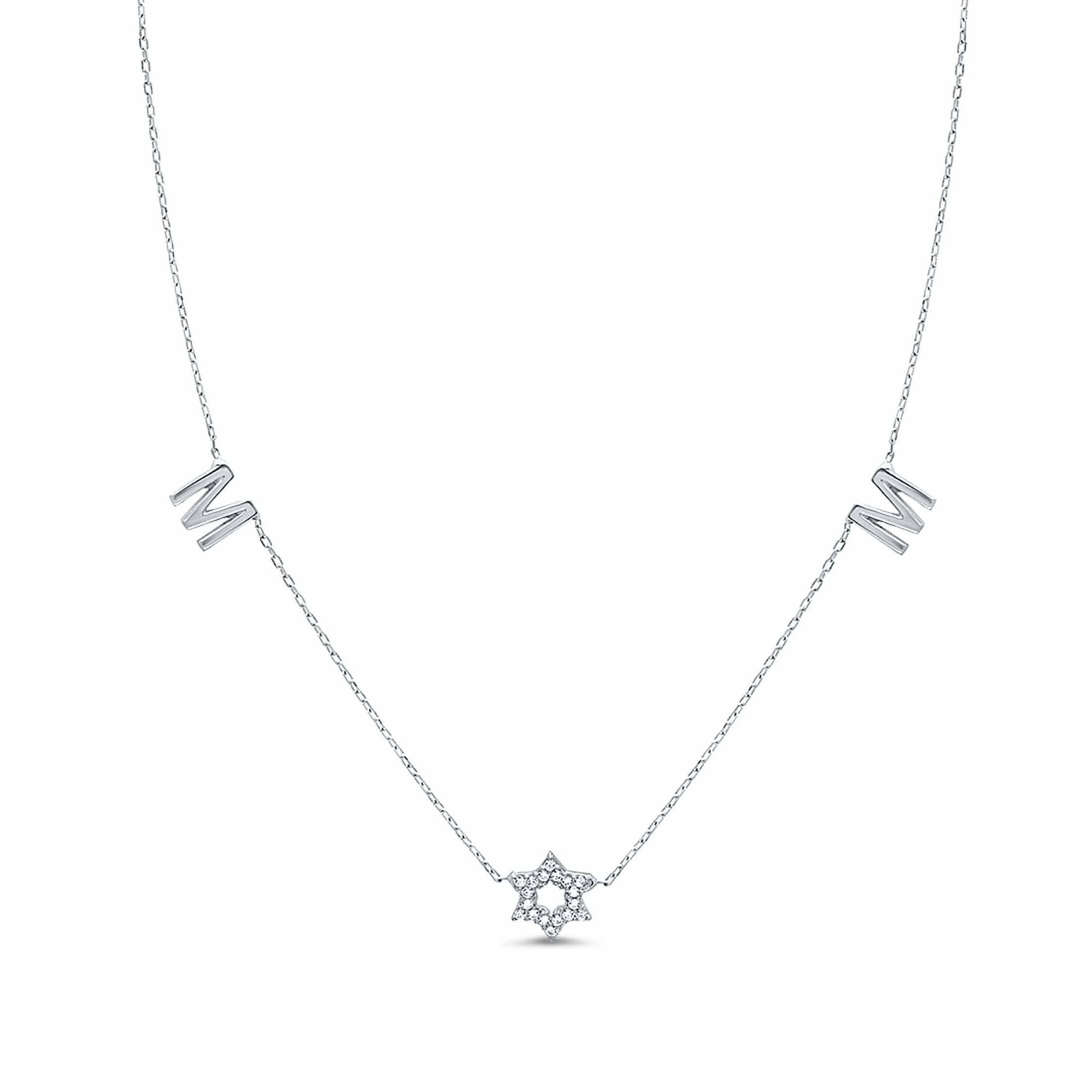 Mom Necklace with a Sparkling Star of David - Silver, Gold or Rose Gold、mySite、topwebapps