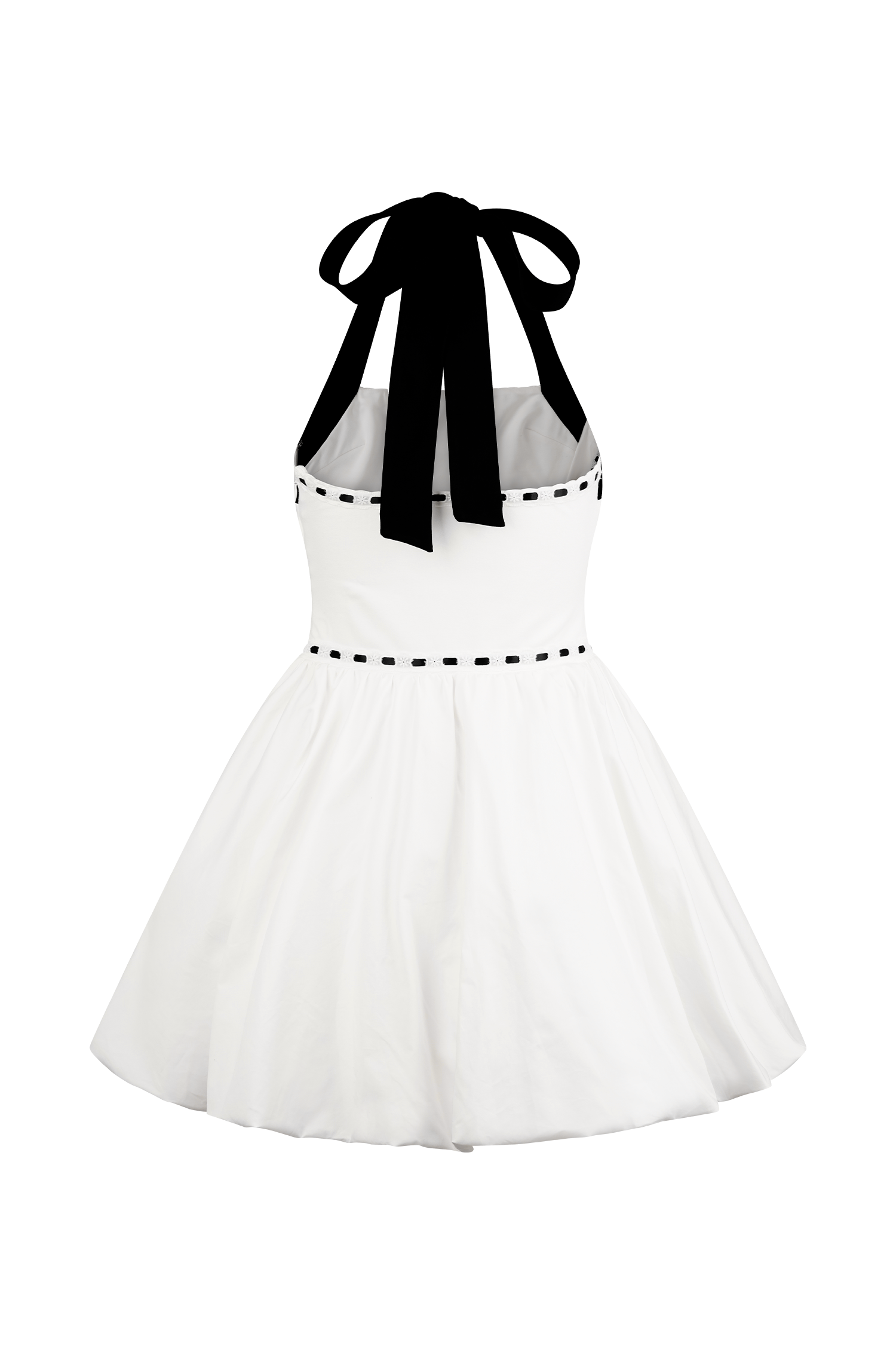 Queenie Halter Bubble Mini Dress - Black/White、mySite、solidvoid