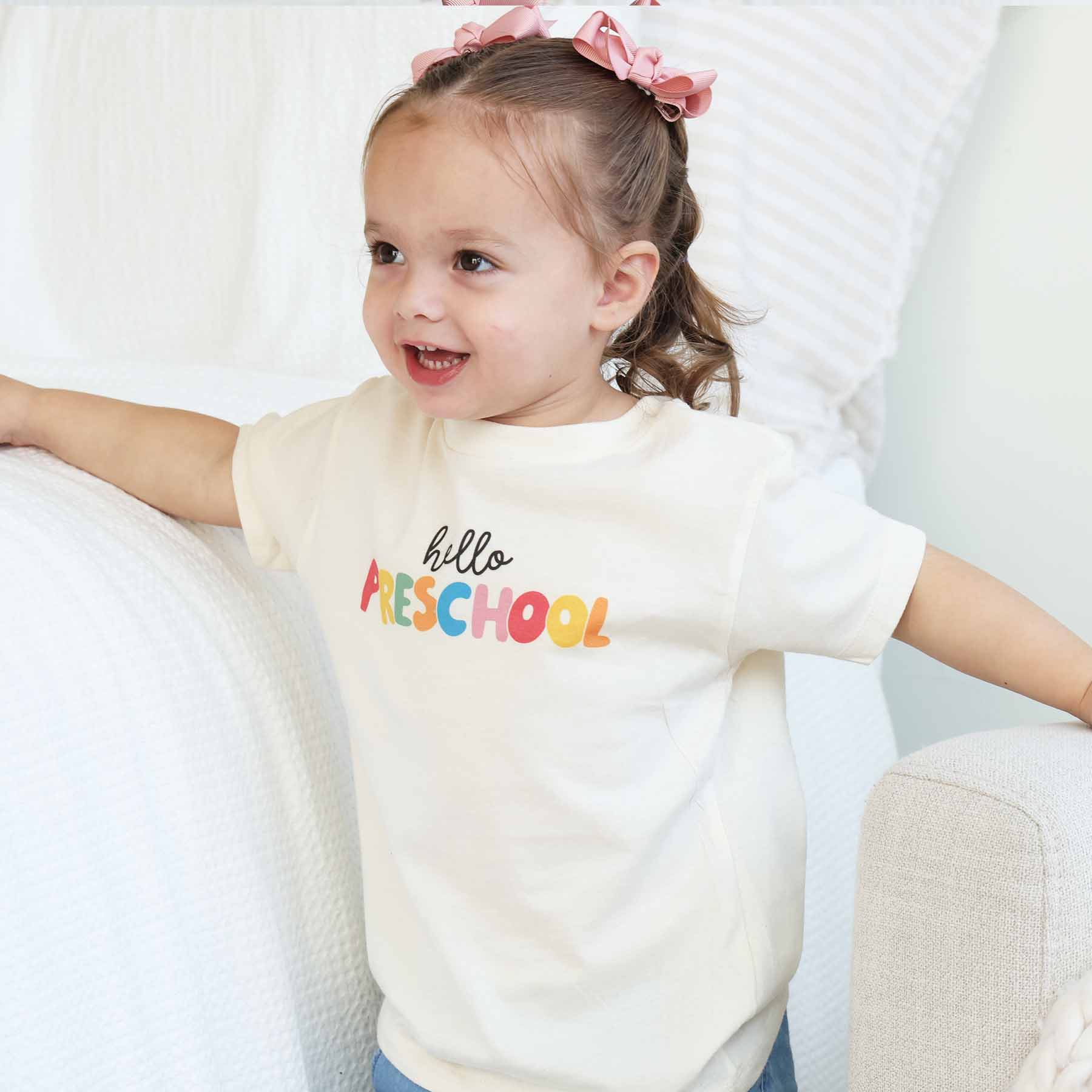  Hello New Grade Kids Graphic Tee | Natural、mySite、layawaytickets