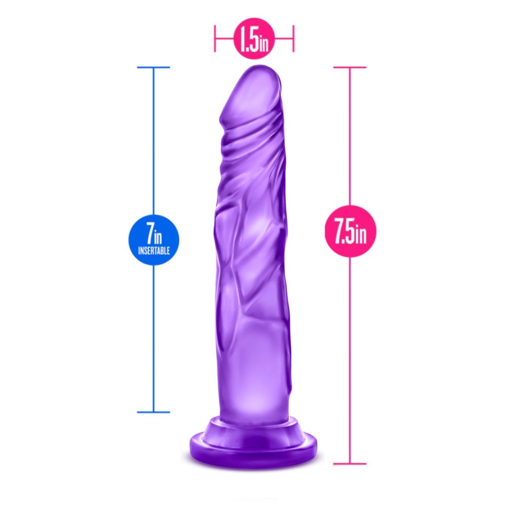 B Yours By Blush® | Sweet N' Hard 5 Realistic Purple 7.5-Inch Long Dildo With Suction Cup Base、mySite、bottomscart