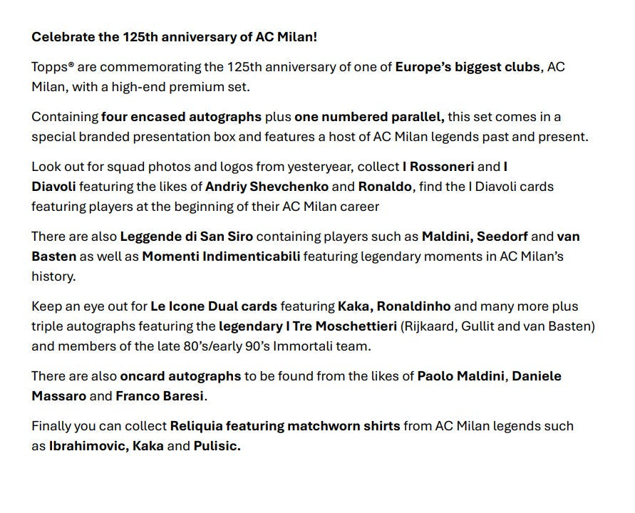 Topps AC Milan 125 Anniversary、mySite、waistdrama