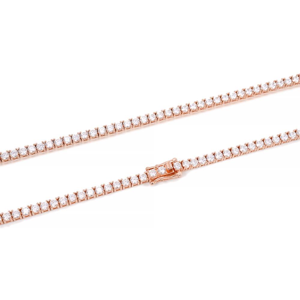 3MM Diamond Tennis Chain 14K Solid Rose Gold、mySite、hinf8tx79