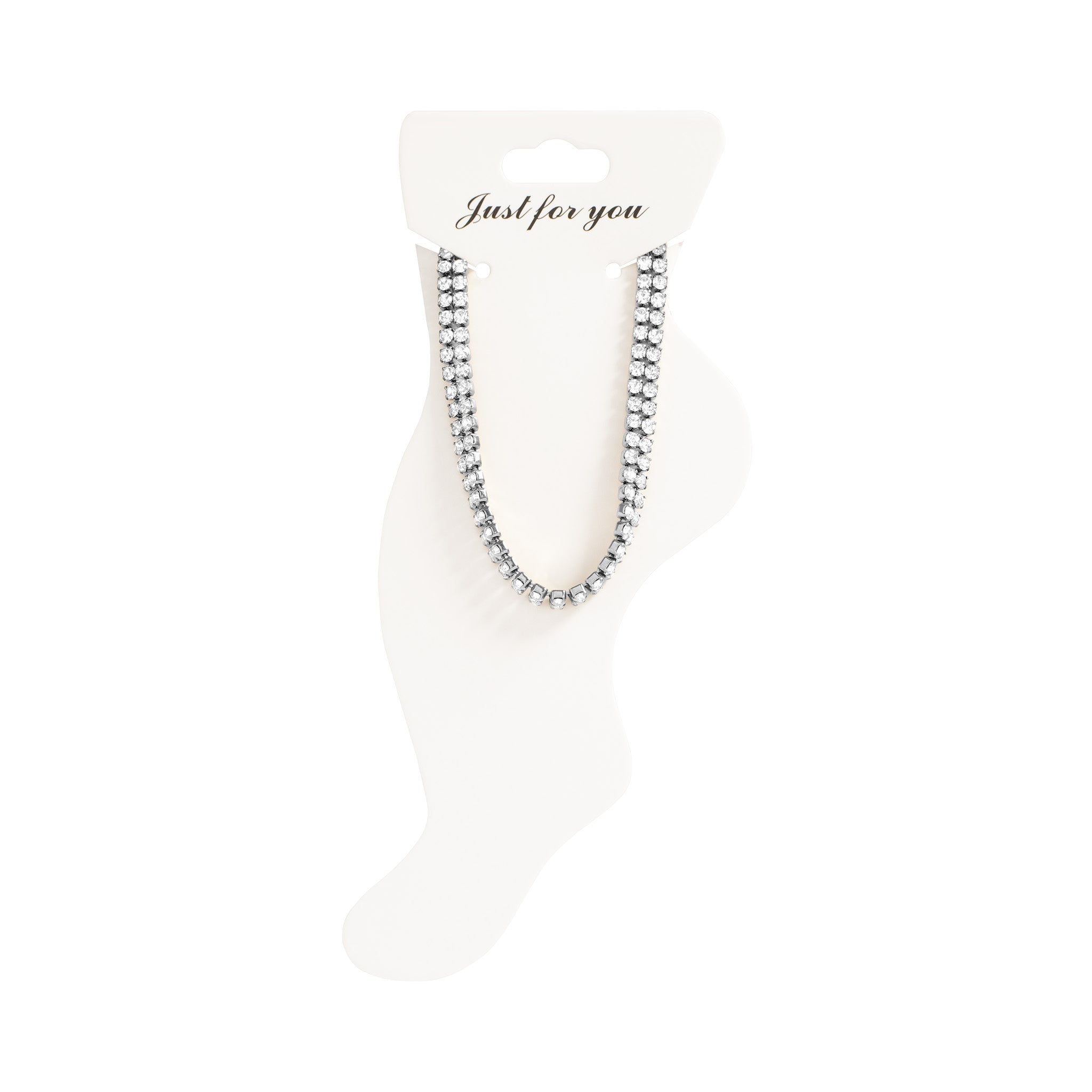 18K Gold PVD Stainless Steel Double Row Rhinestone Anklet / BRJ1057、mySite、dreamappss