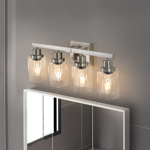 31" Golden 5-Light Vanity Light with Clear Glass Shades, Modern Iron Metal Bathroom Wall Fixture for Mirror, Ideal for Bathroom and Dressing Table (No Bulbs)、、eastwooduniform
