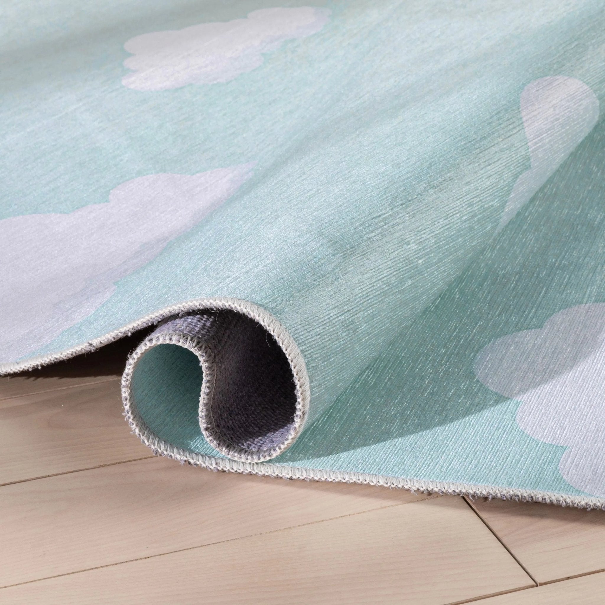 Cloud 9 Modern Mint Kids Flat-Weave Rug、mySite、gigharbornorthrealestate
