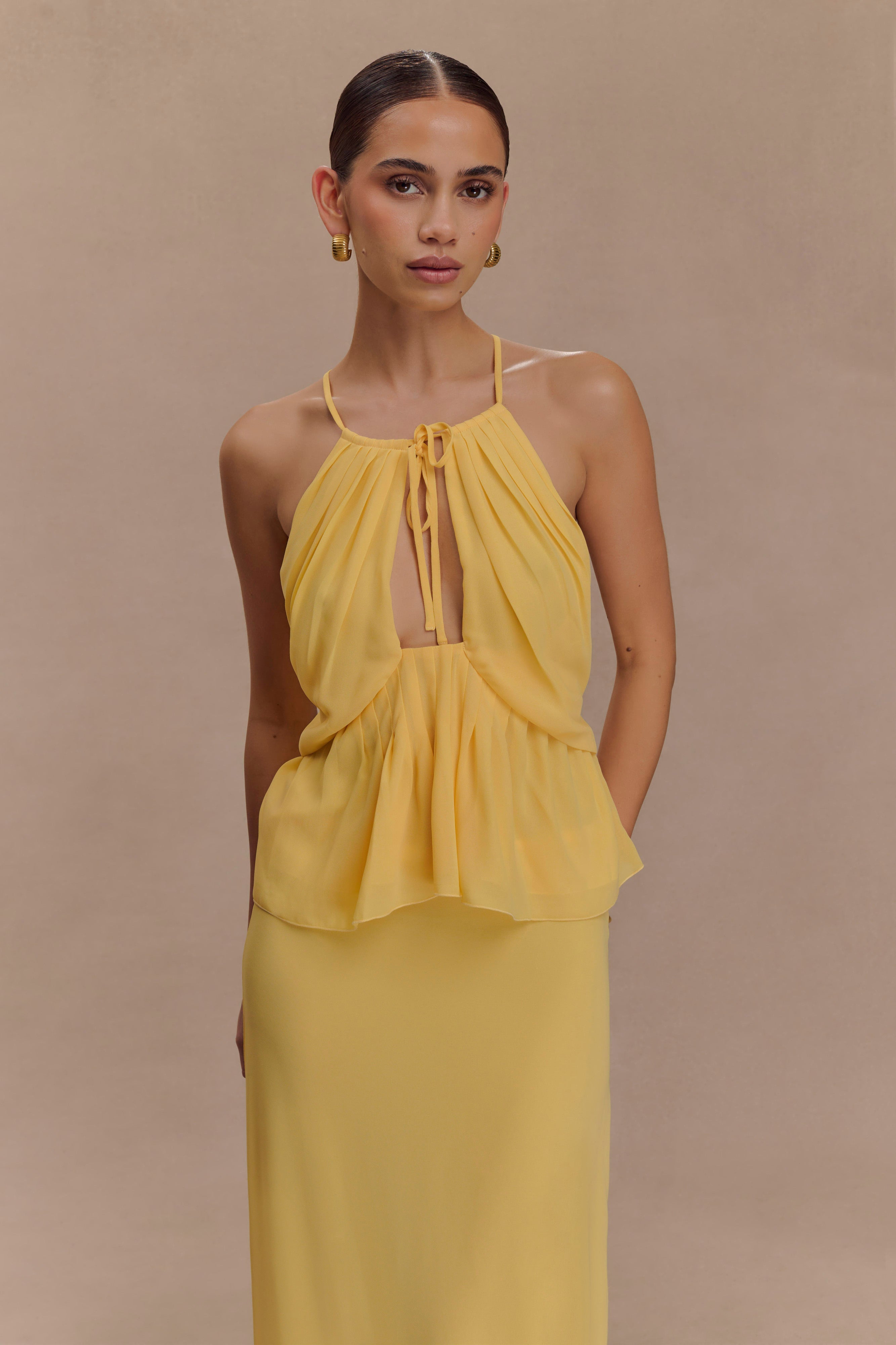 Korra Chiffon Halter Top - Butterscotch、mySite、solidvoid