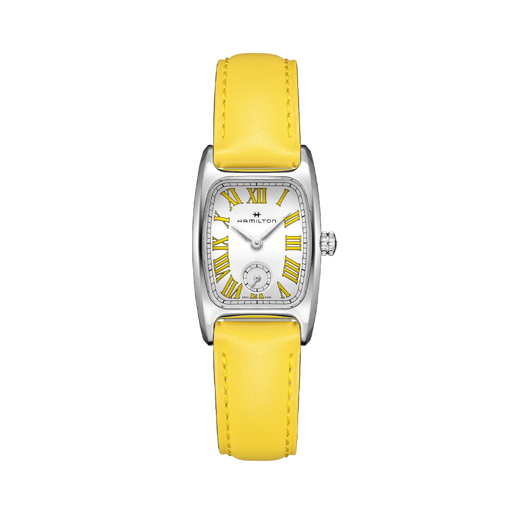  American Classic Boulton Small Second Quartz Medium 24mm x 27mm - White on Yellow Leather Strap