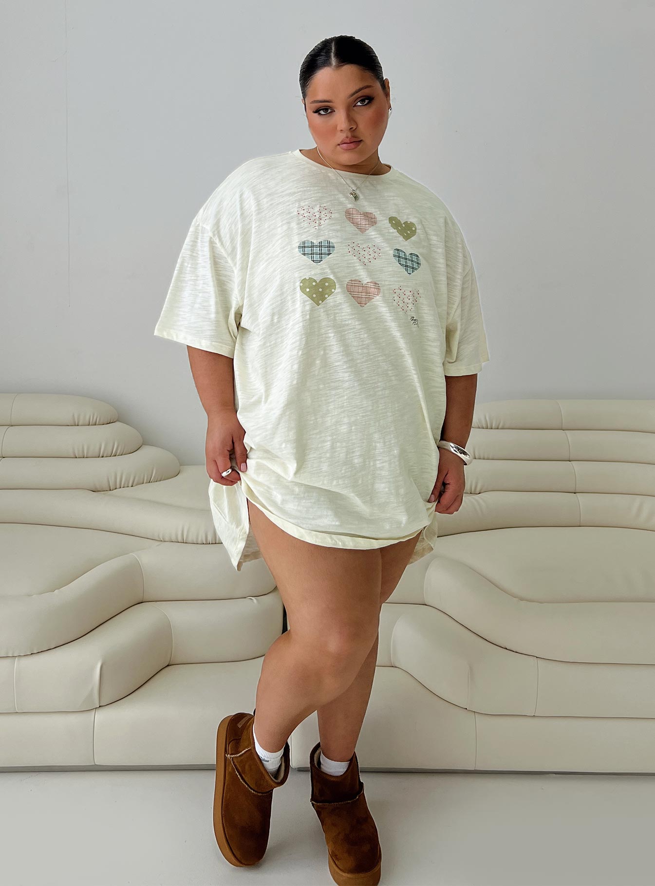 Heart Strong Nightie Sleep Dress Multi Curve、mySite、solidvoid