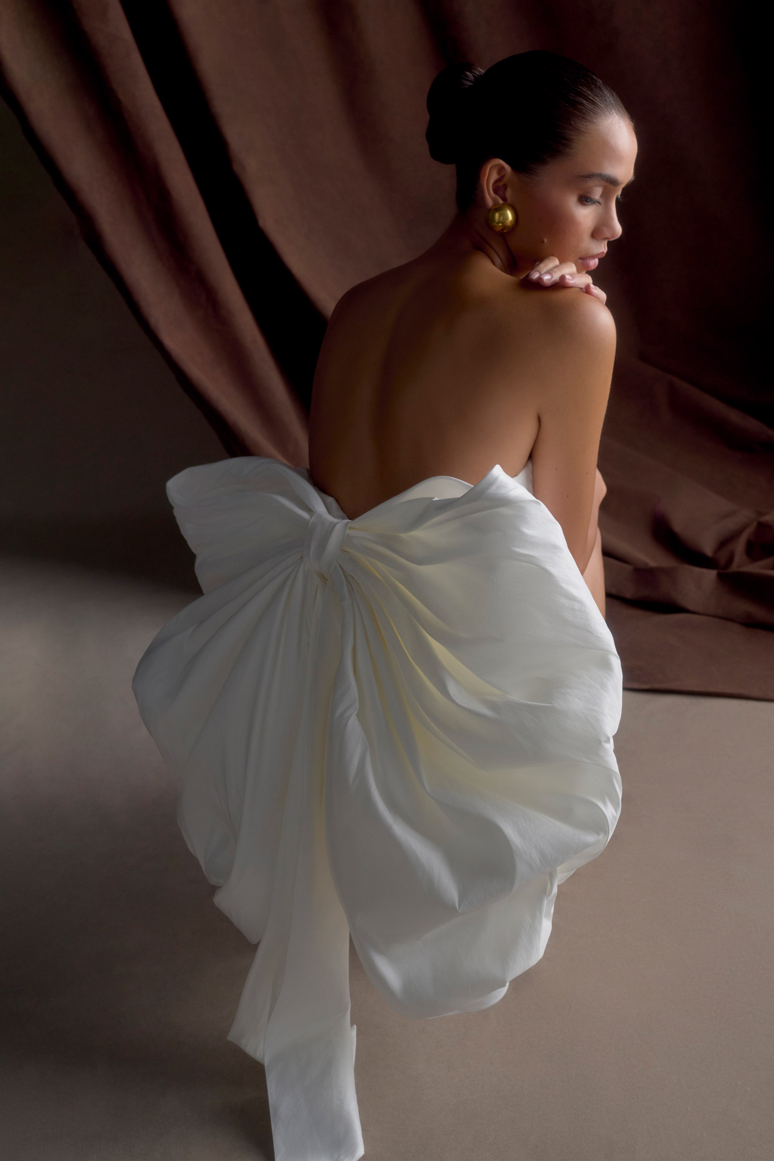 Suzette Taffeta Bow Mini Dress - White、mySite、solidvoid