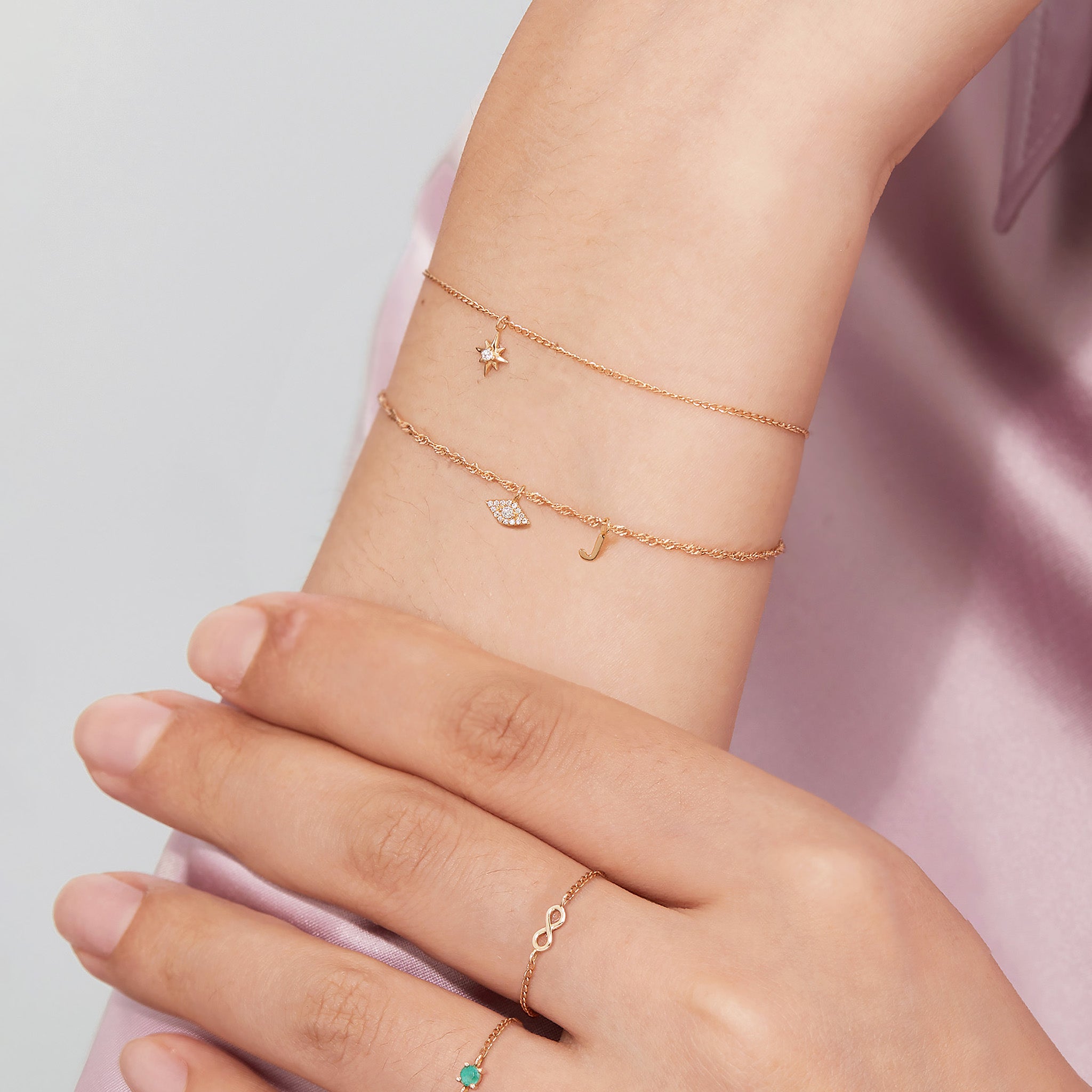 Permanent Jewelry 14K Solid Gold Initial Charms / PMJ1003、mySite、dreamappss